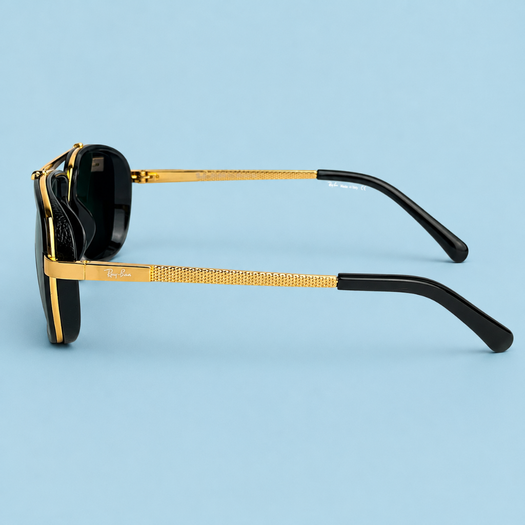 Ray-Ban Carrée Doré & Noir – Verres Verts