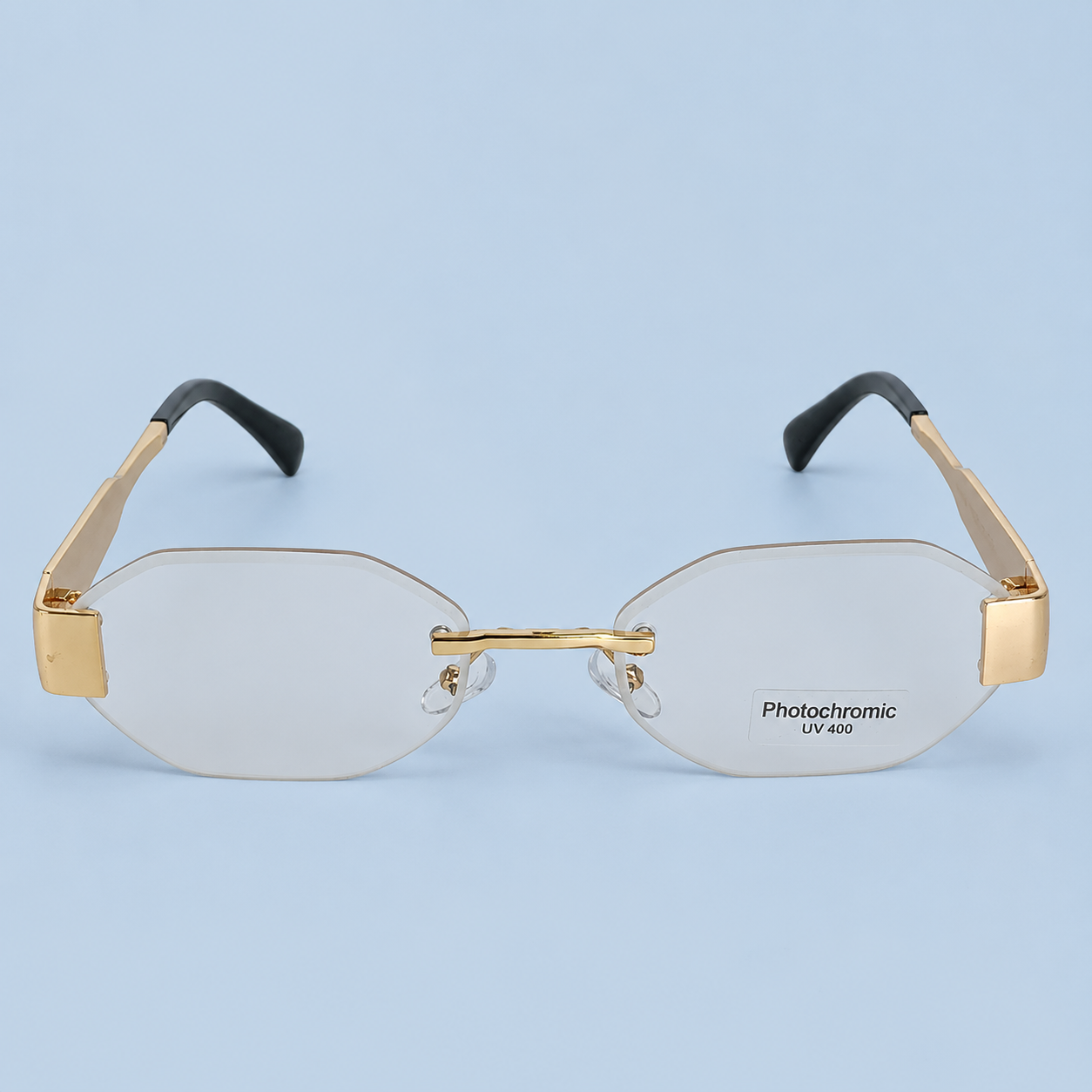 CARTIER — Monture Octogonale Sans Cerclage, Métal Doré, Verres Photochromiques