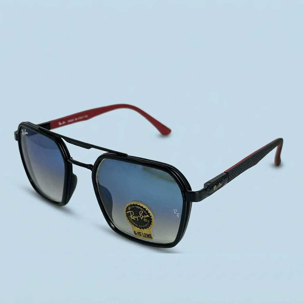 Ray-Ban / Double Bridge Carré — Noir / Bleu dégradé