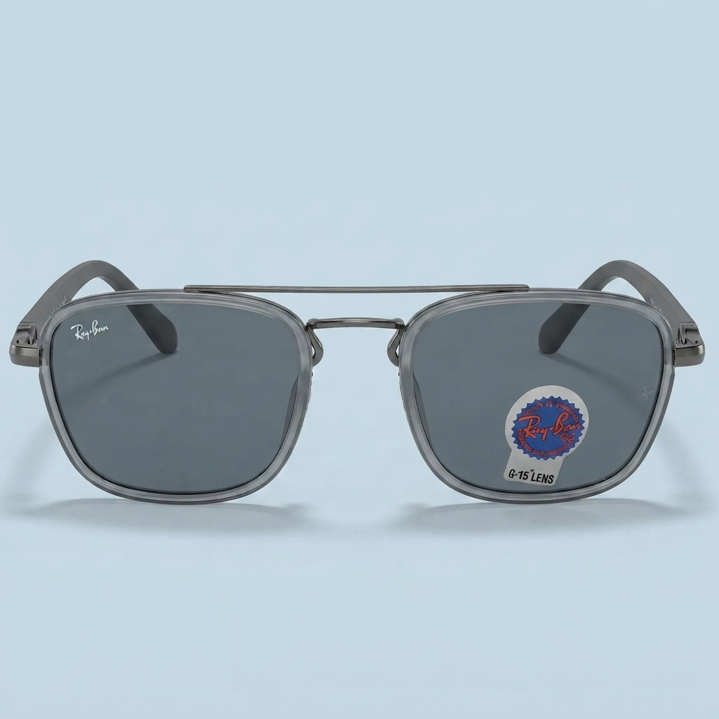 Ray-Ban Square Double Pont — Monture Grise Translucide
