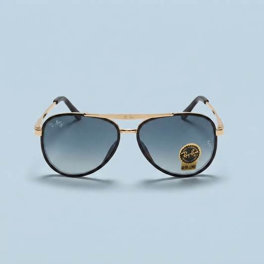 Ray-Ban 58 mm – Noir & Doré | Verres Bleu Dégradé
