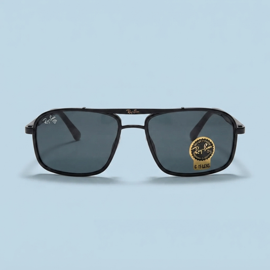 Ray-Ban Aviator Rectangulaire — Monture Noire Total Black