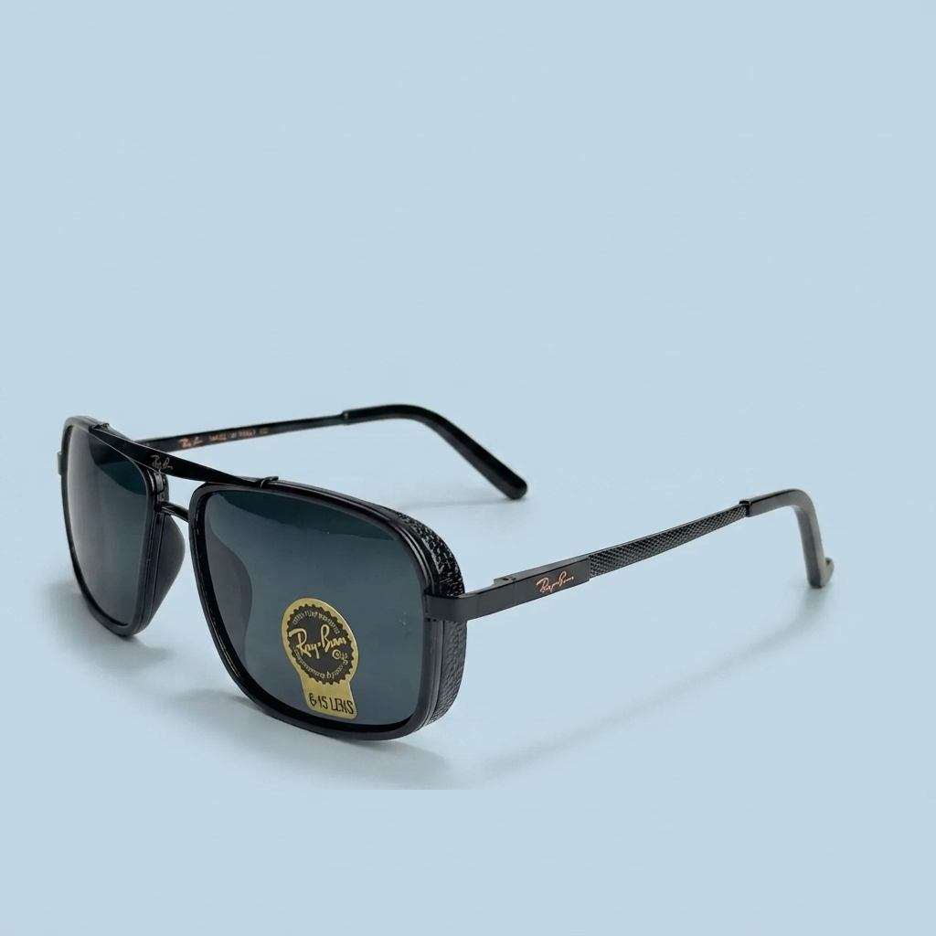 Ray-Ban Aviator Rectangulaire — Monture Noire Total Black