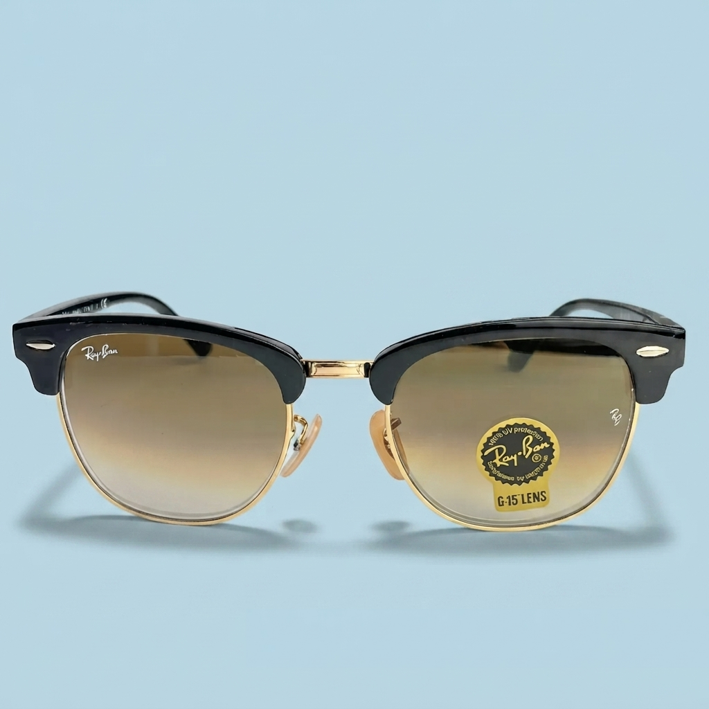 Ray-Ban Clubmaster 51 mm – Noir & Doré | Verres Marron Dégradé