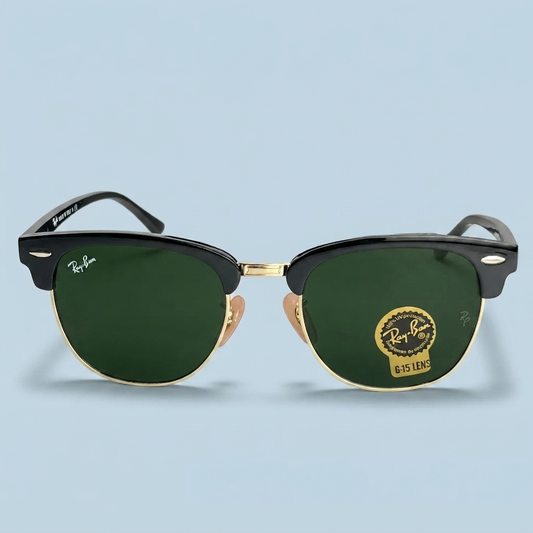 Ray-Ban Clubmaster 51 mm – Noir & Doré | Verres Verts G-15