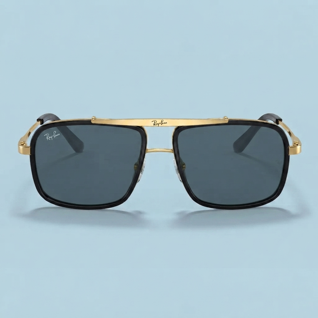 Ray-Ban Aviator Rectangulaire — Monture Dorée et Noire