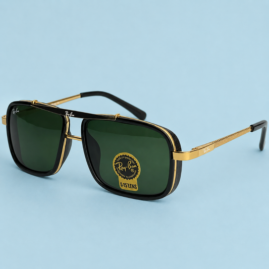 Ray-Ban Carrée Doré & Noir – Verres Verts