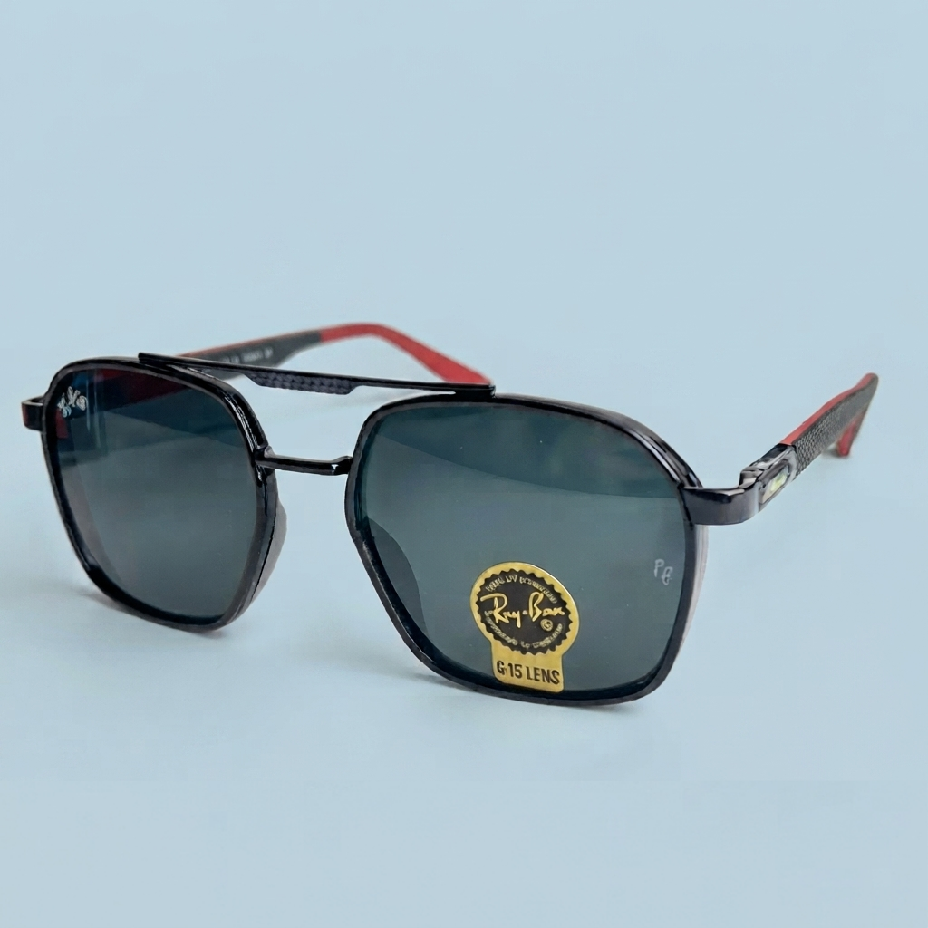 Ray-Ban Double Bridge Carré — Noir / Rouge