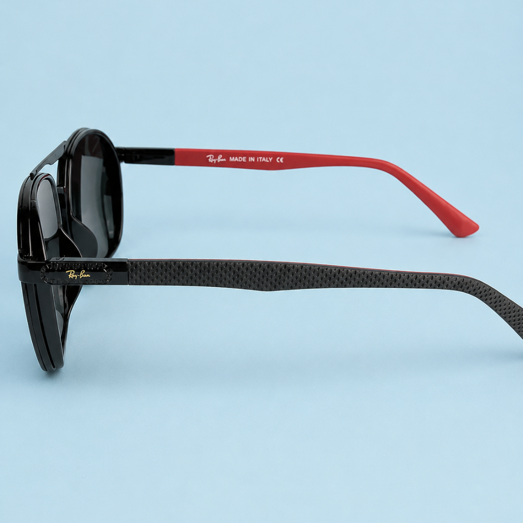 Ray-Ban Double Bridge Carré — Noir / Rouge