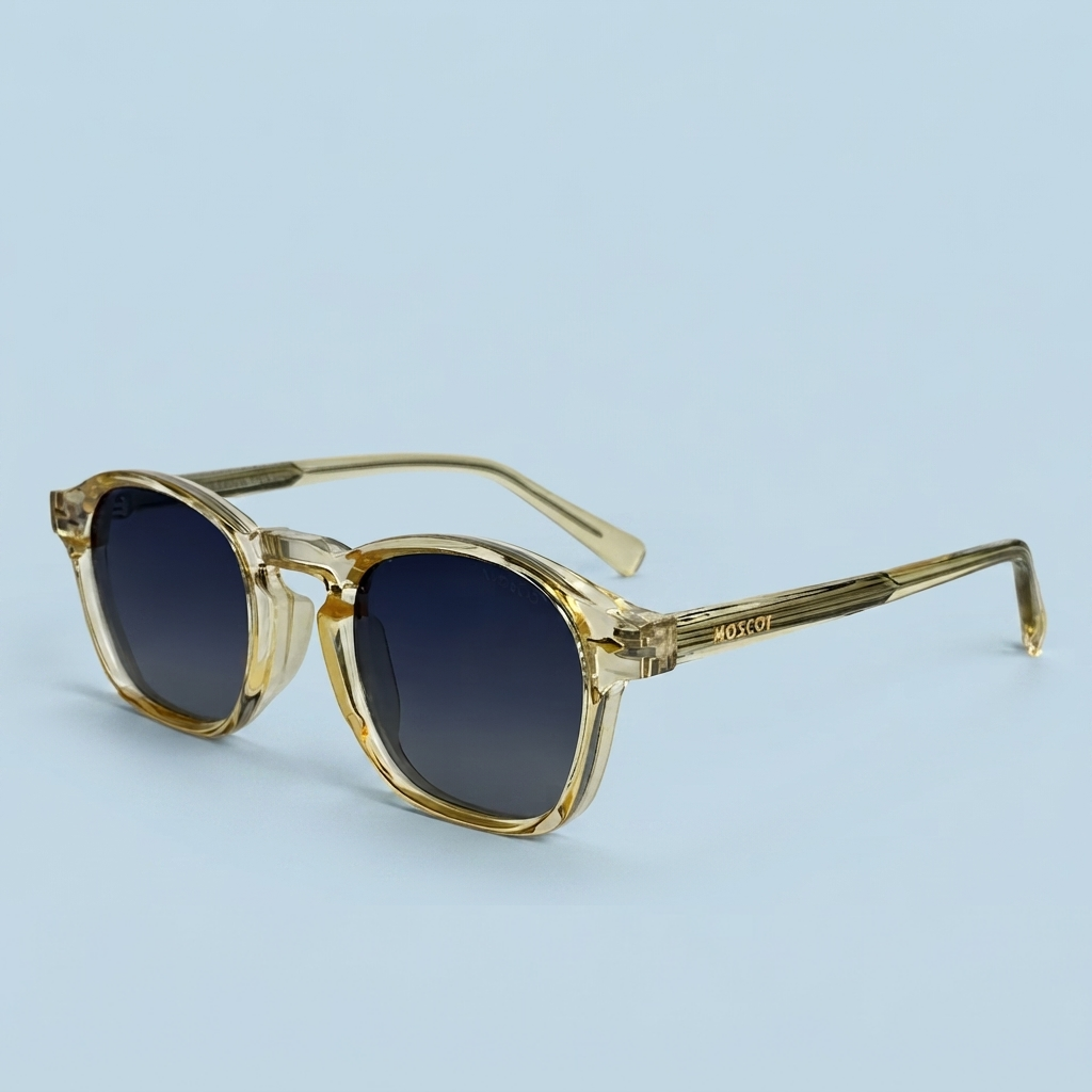 MOSCOT 49 mm – Jaune Transparent | Verres Polarisés Noir Dégradé