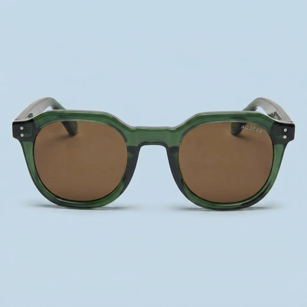 MOSCOT — Monture Ronde Vert Olive, Verres Marron