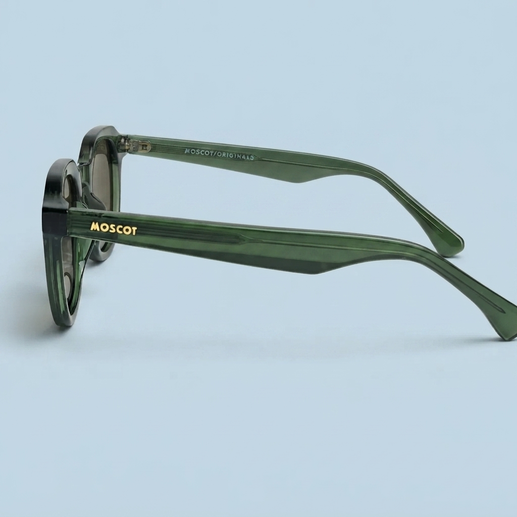 MOSCOT — Monture Ronde Vert Olive, Verres Marron