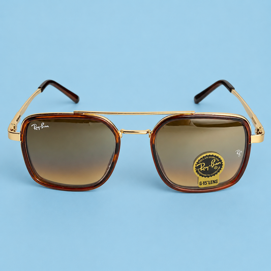 Ray-Ban Aviator Square Écaille — Monture Marron/Dorée