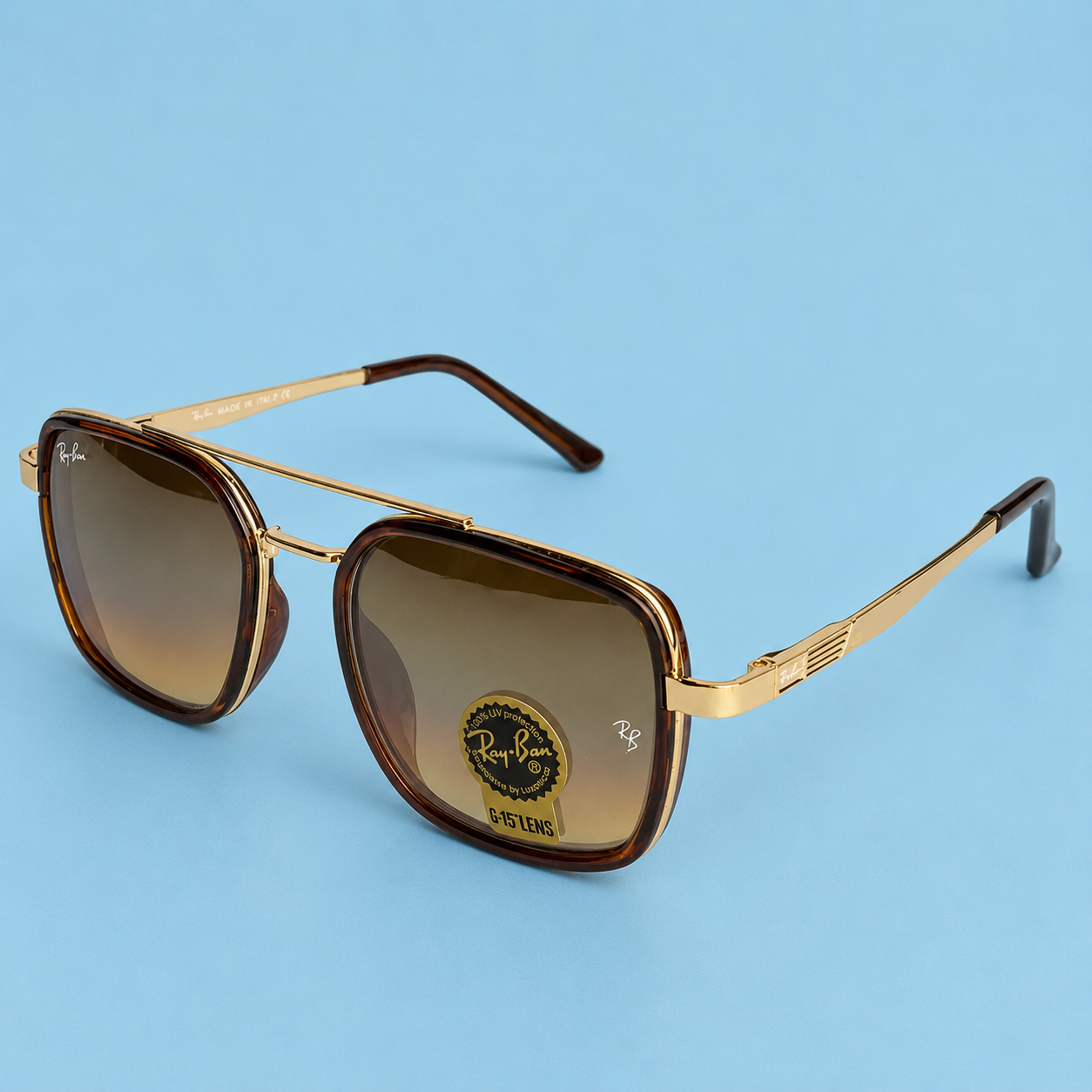 Ray-Ban Aviator Square Écaille — Monture Marron/Dorée
