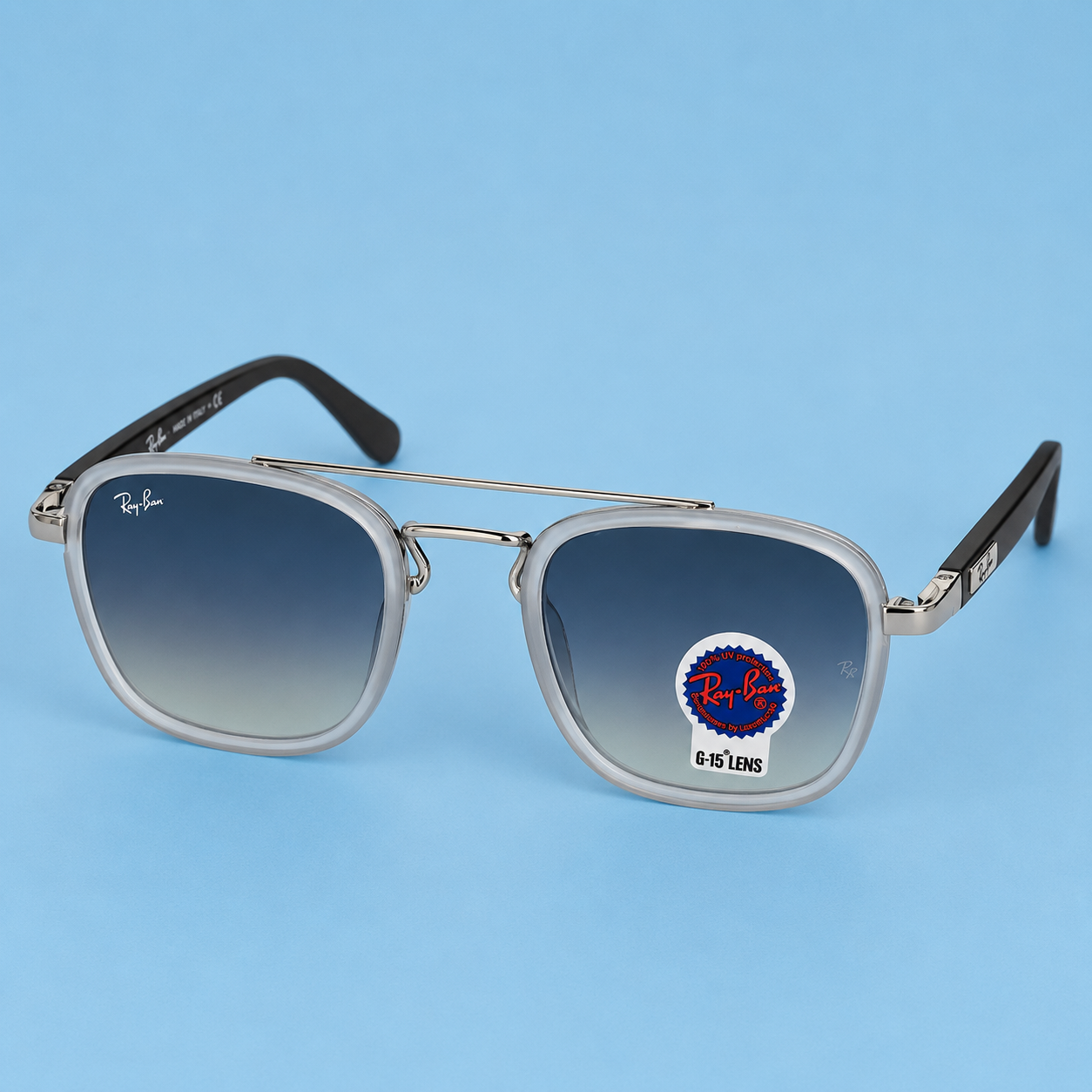 Ray-Ban Square Double Pont — Monture Transparente