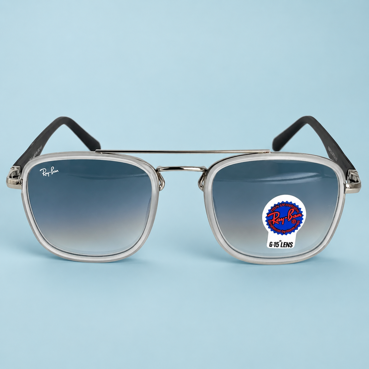 Ray-Ban Square Double Pont — Monture Transparente