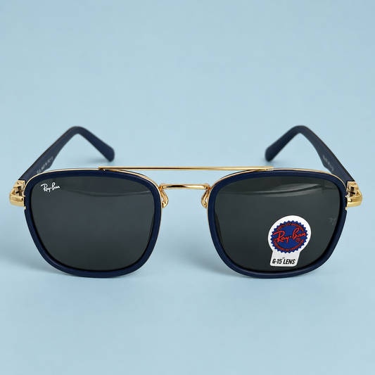 Ray-Ban Square Double Pont — Monture Bleu Marine/Dorée