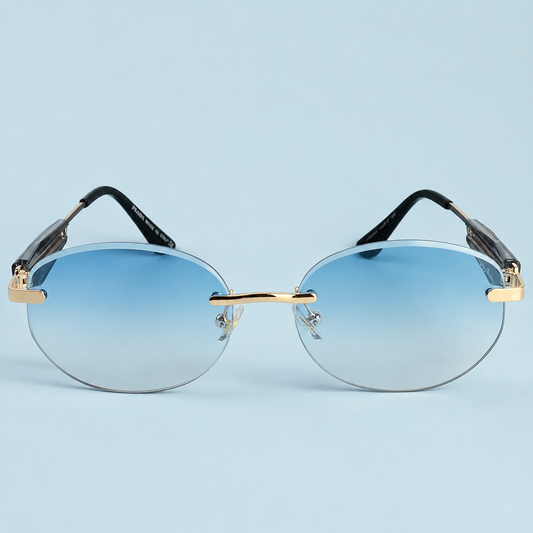 PRADA — Monture Ronde Sans Cerclage, Verres Bleu Dégradé