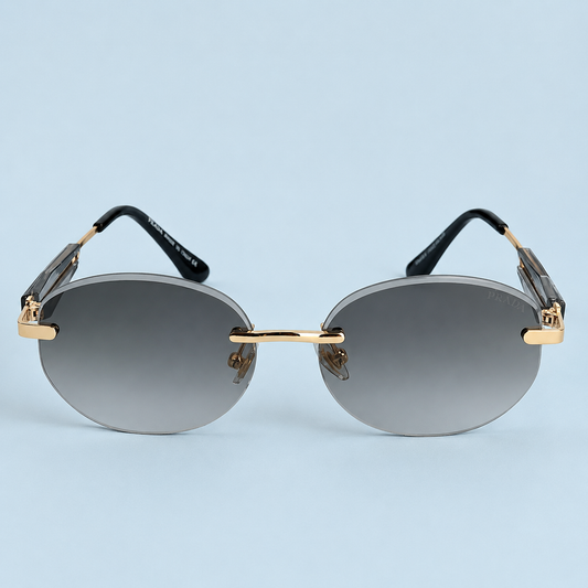 PRADA — Monture Ronde Sans Cerclage, Verres Gris Dégradé