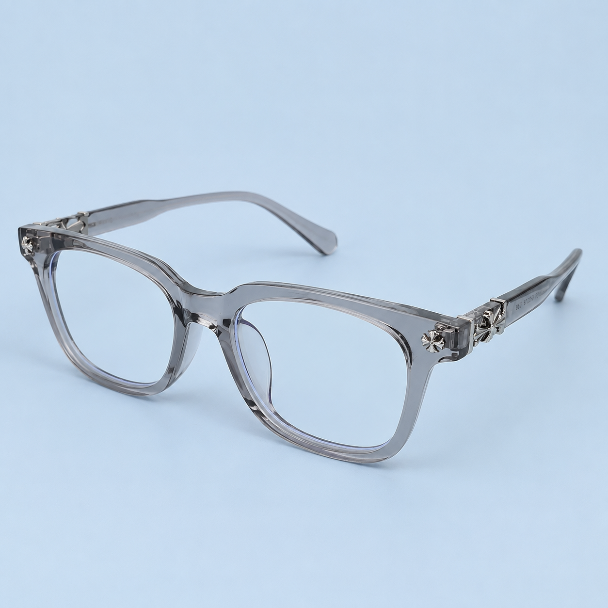 CHROME HEARTS — Monture Optique Carrée Grise Translucide