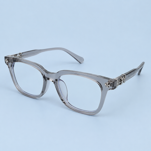 CHROME HEARTS — Monture Optique Carrée Grise Translucide