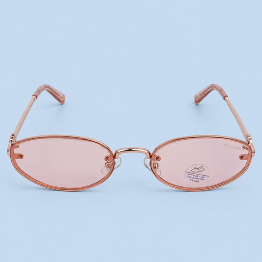 MIU MIU — Monture Ovale Sans Cerclage, Verres Roses