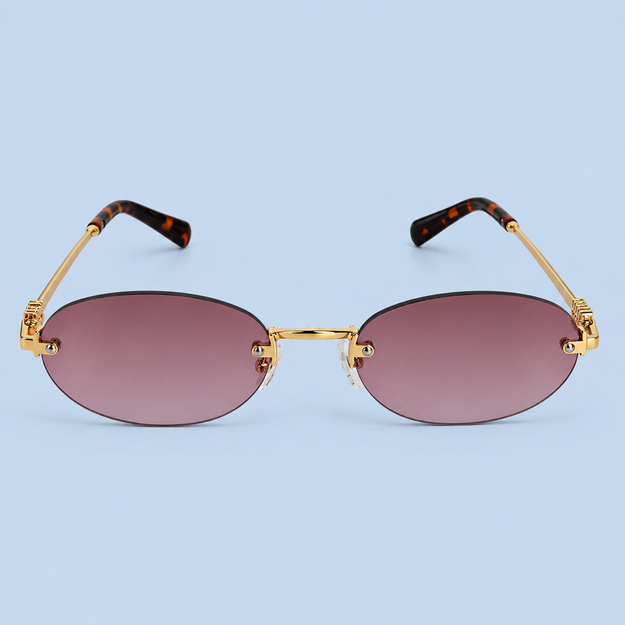 MIU MIU — Monture Ovale Sans Cerclage, Verres Mauve
