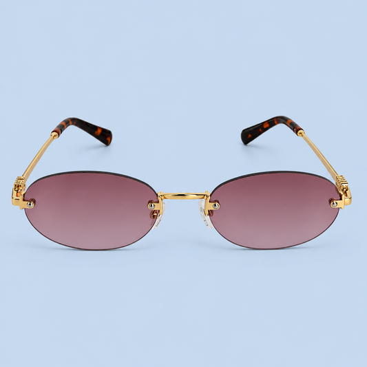 MIU MIU — Monture Ovale Sans Cerclage, Verres Mauve