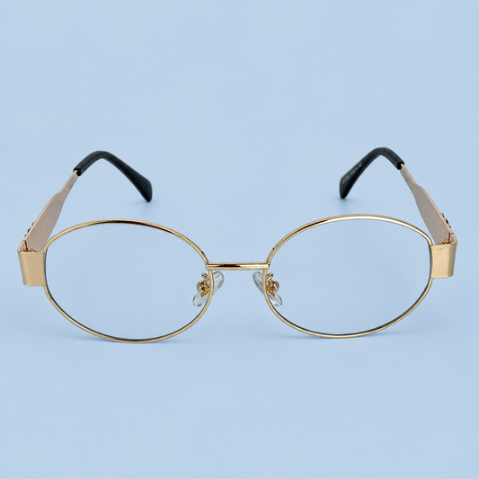CELINE — Monture Ovale, Métal Doré, Verres Clairs