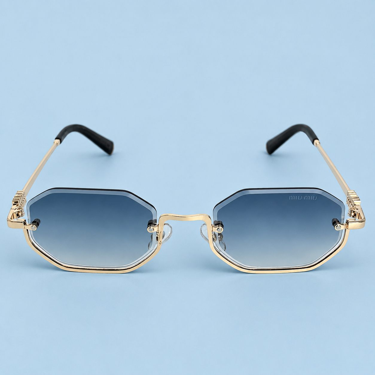 MIU MIU — Monture Octogonale Sans Cerclage, Verres Bleu Dégradé