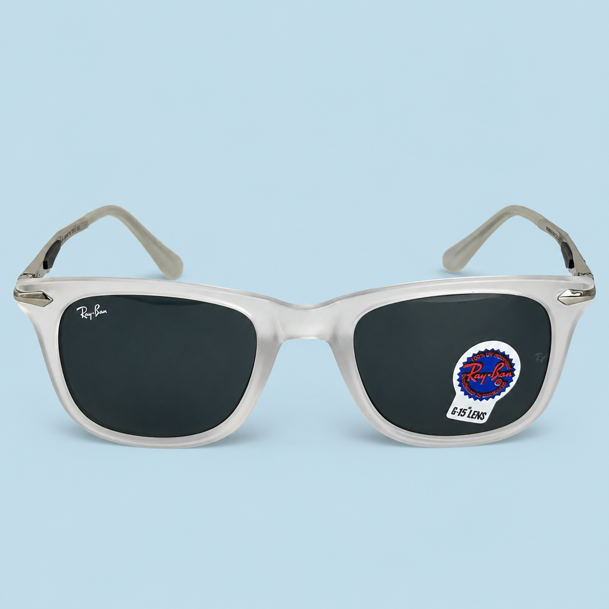 RAY-BAN — Monture Wayfarer Translucide, Verres Noirs