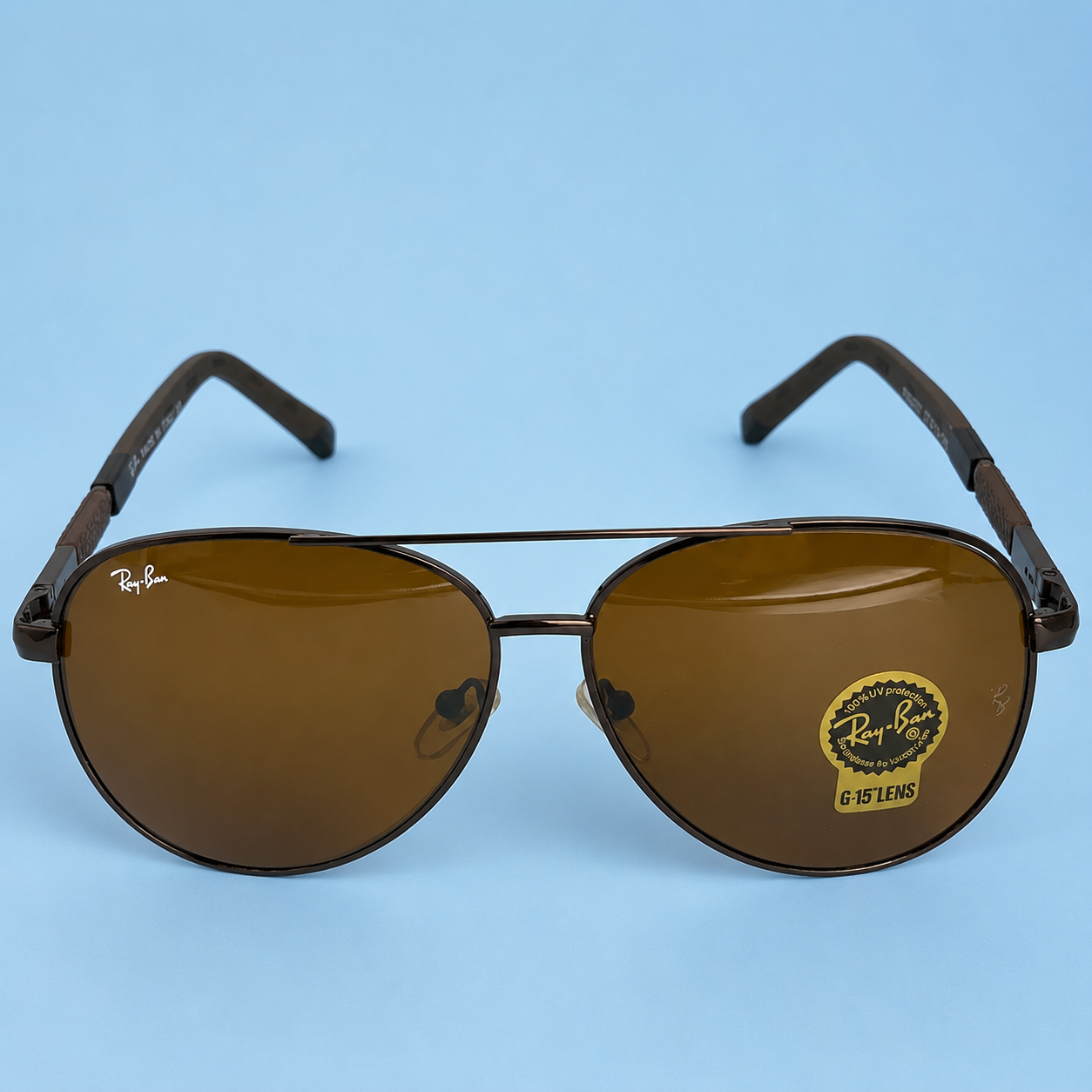 RAY-BAN — Monture Aviateur Classique, Métal Marron Foncé, Verres Marron